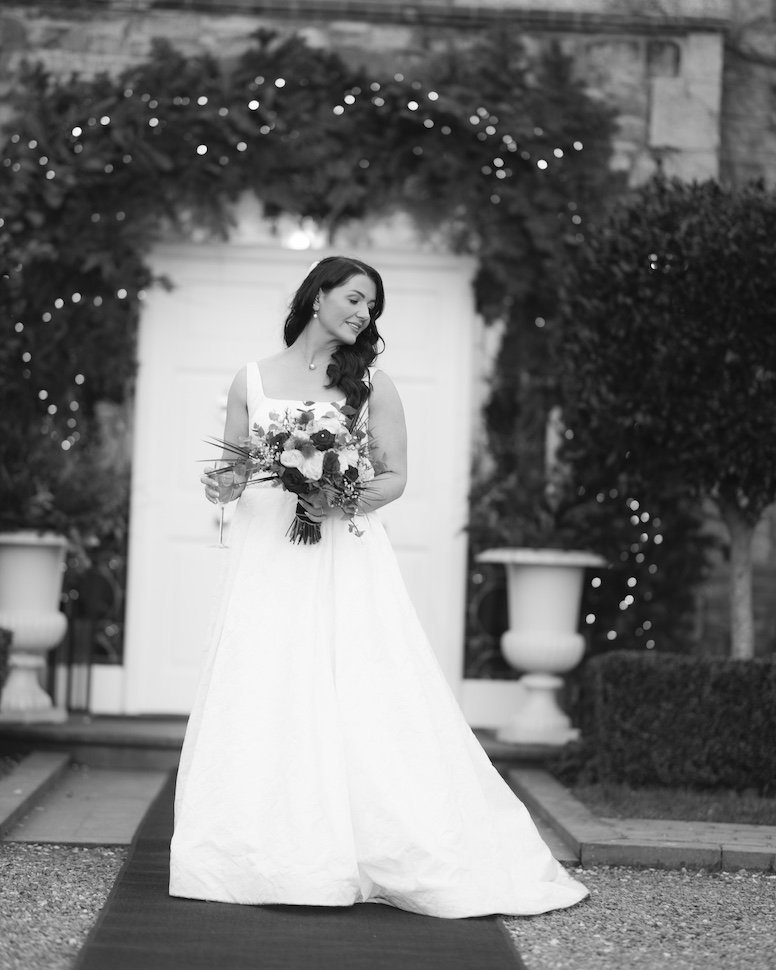 Dylan & Siobhan — wedding couple in gardens, Ballymagarvey Village, Co. Meath