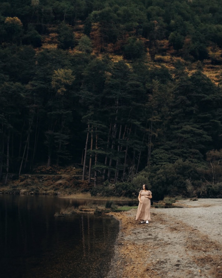 Ebony and Ryan by the lake at Glendalough — expecting