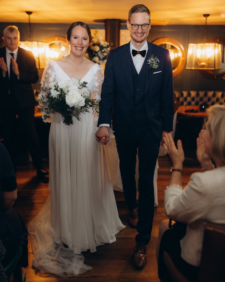 Emeline & Stefan — intimate wedding toast, The Harbourmaster, Dublin Docklands
