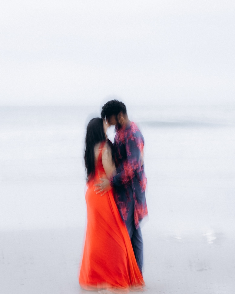 Jay and Bhoomika at golden hour, Brittas Bay — Wicklow coast photography