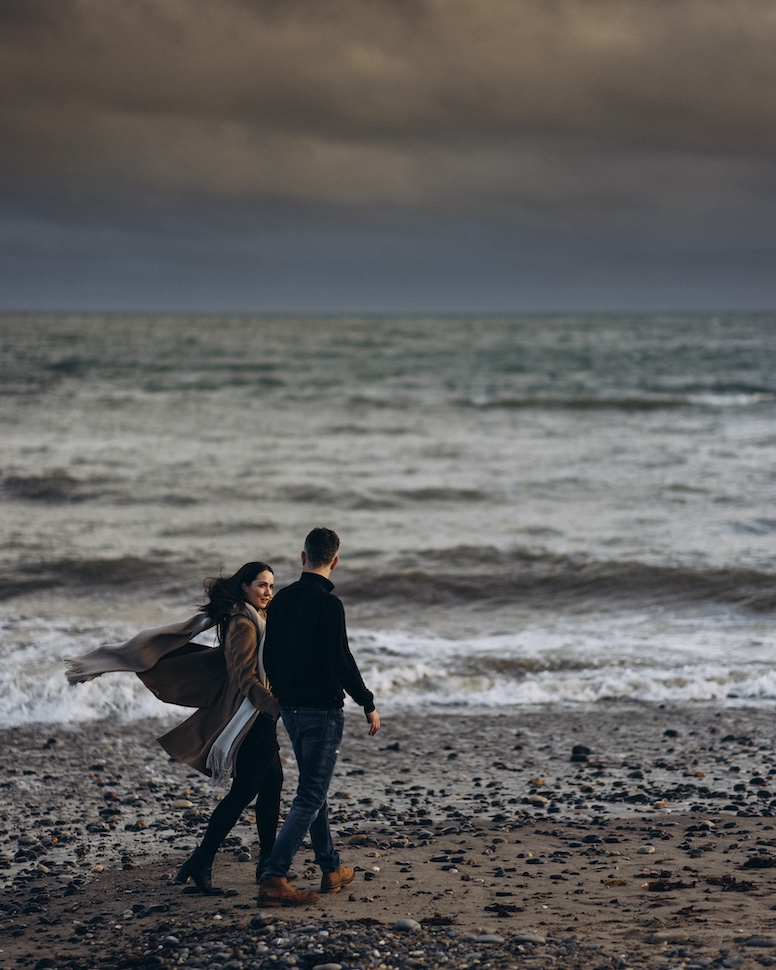 Jolene & Stephen — sea cliffs portrait, Killiney Beach, Co. Dublin