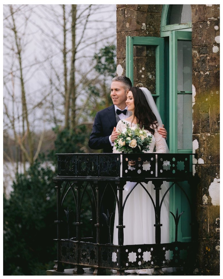 Jolene & Stephen — castle grounds wedding portrait, Lough Rynn Castle, Co. Leitrim