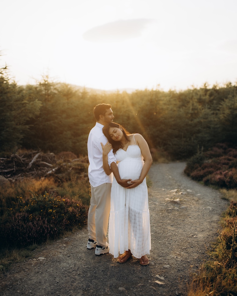 Rachita & Sid — open Wicklow landscape maternity, Wicklow Mountains near Guinness Lake
