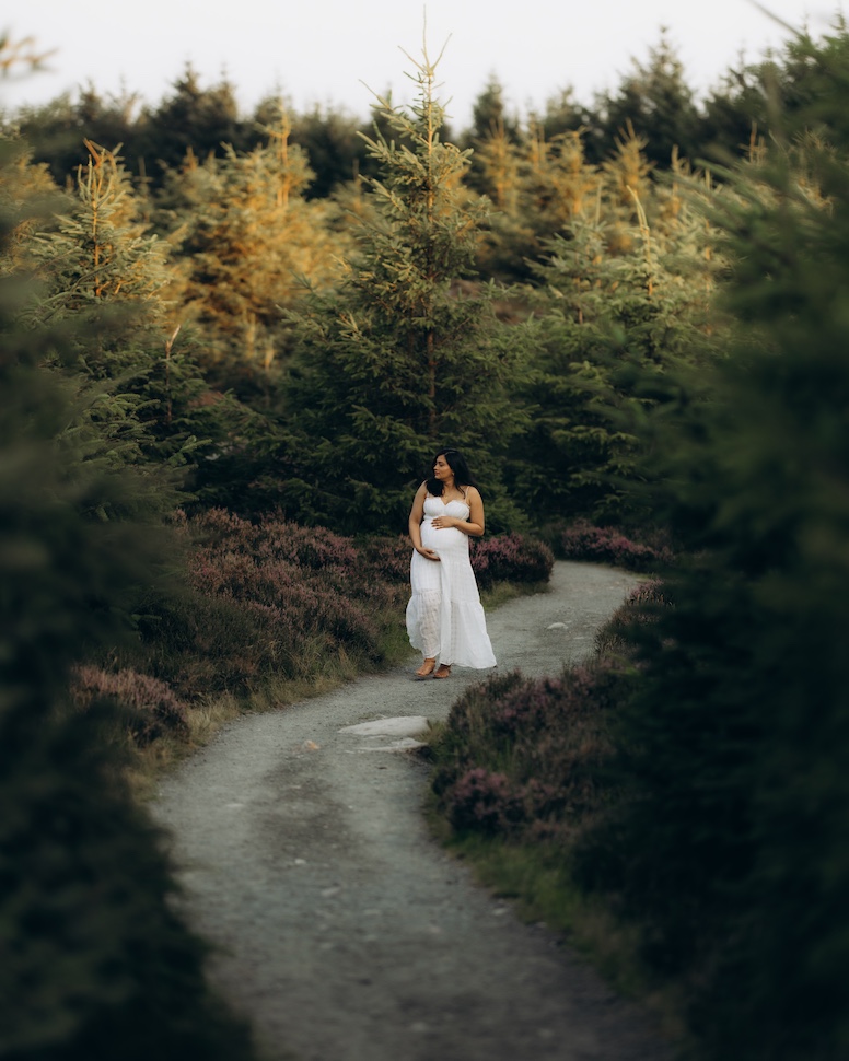 Rachita & Sid — dramatic landscape maternity session, Wicklow Mountains near Guinness Lake