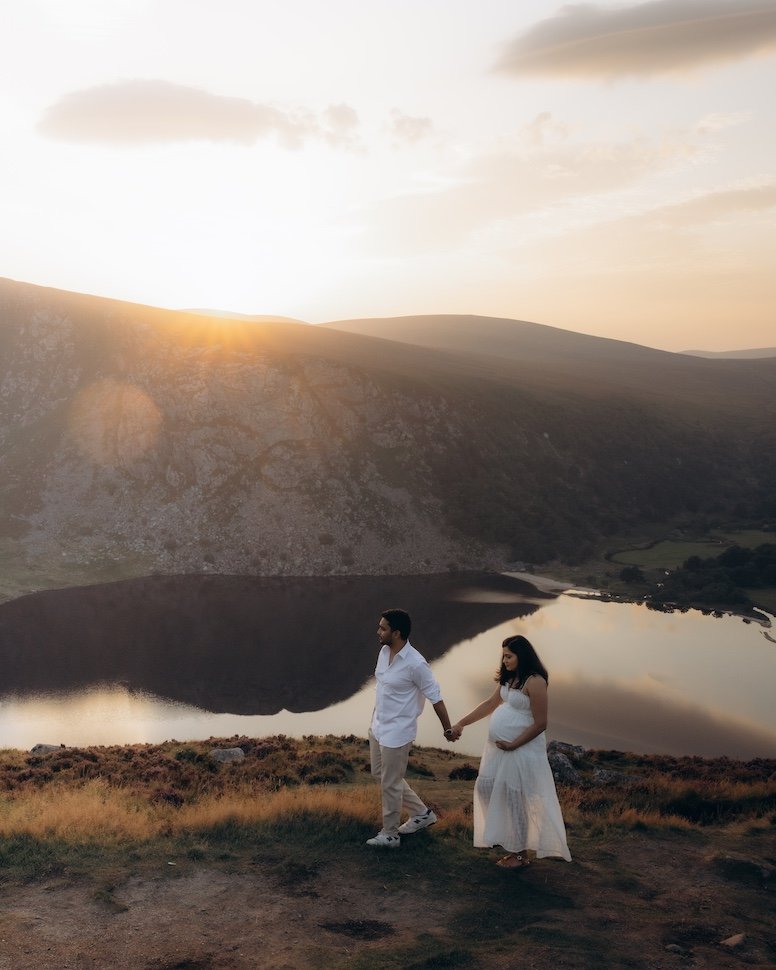 Rachita & Sid — glacial lake maternity session, Wicklow Mountains near Guinness Lake