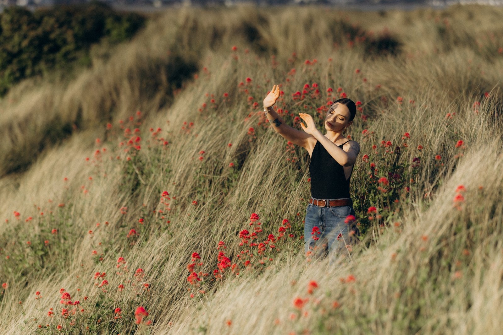 Portrait session on the Howth Cliff Walk, Dublin — sea views, wild heather